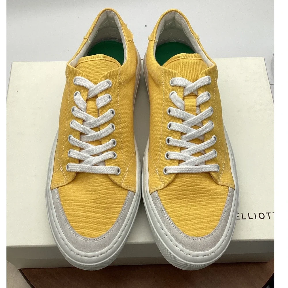 John Elliott Edition One Yellow Canvas Suede Low Top Sneakers Mens 42